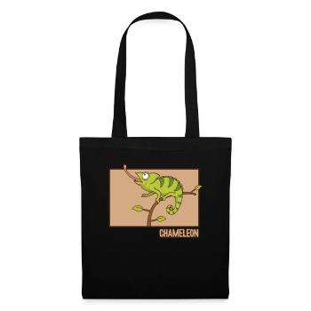 Chameleon Doodle Panthère Hanzi Chinoise Voilée - Sac en tissu - noir - Devant