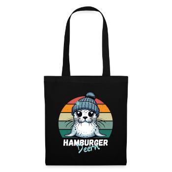 Hambourg sceau sceau hamburger Deern drôle rétro - Sac en tissu - noir - Devant