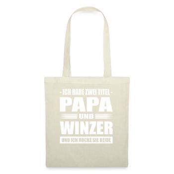 Zwei Titel Papa Und Winzer Weinbauer Weinanbauer - Stoffbeutel - Natur - Vorne