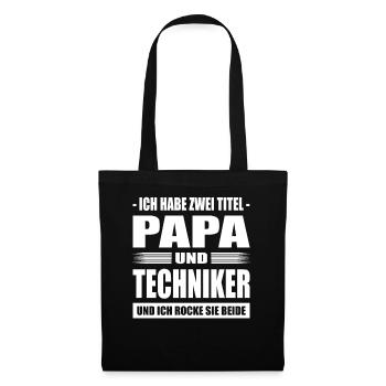 Ich Habe Zwei Titel Papa Und Techniker - Stoffbeutel - Schwarz - Vorne