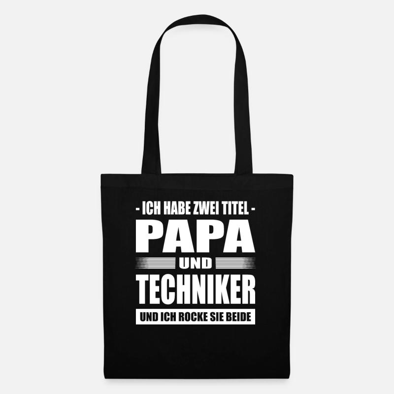 Ich Habe Zwei Titel Papa Und Techniker - Stoffbeutel - Schwarz