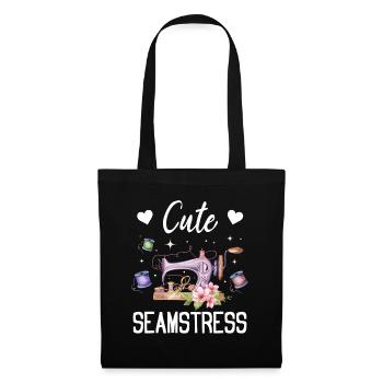 Sewing Lover Sewing Girl - Cute seamstress - Stoffbeutel - Schwarz - Vorne