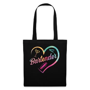 Bartender Mixologist Heart - Stoffbeutel - Schwarz - Vorne