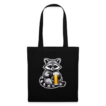 Waschbär mit Bier Lecker Bierchen Bier Meme - Stoffbeutel - Schwarz - Vorne