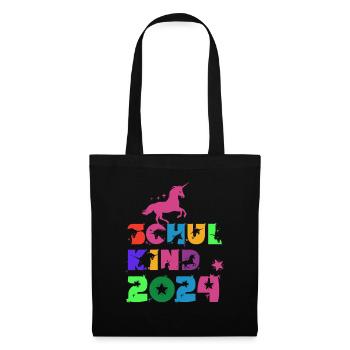 Rosa Einhorn ABC Schulkind 2024 - Stoffbeutel - Schwarz - Vorne