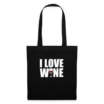 I love Wine - Ich liebe Wein Rotwein Liebhaber - Stoffbeutel - Schwarz - Vorne