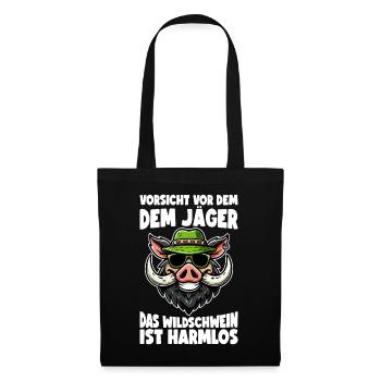Jäger Jagd Jagdschein Jägerin Jagdbekleidung - Stoffbeutel - Schwarz - Vorne
