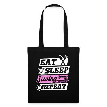 Sewing Lover Seamstress - Eat Sleep Sewing Repeat - Stoffbeutel - Schwarz - Vorne