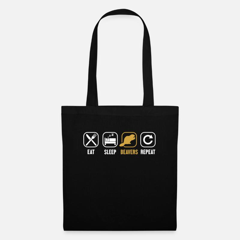 Manger Dormir Castors Répéter Castor Canadensis - Sac en tissu - noir