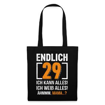 29 Geburtstag Ich Kann Alles Ich Weiß Alles - Stoffbeutel - Schwarz - Vorne