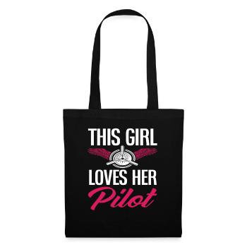 Pilote Cette fille aime son pilote - Sac en tissu - noir - Devant