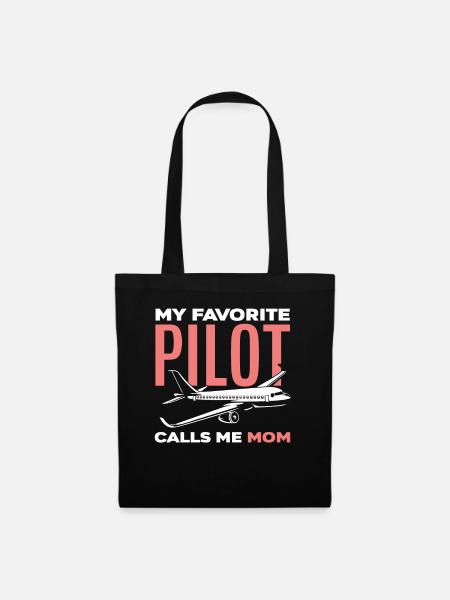 Piloten Mutter Mama Pilot - Stoffbeutel - Schwarz