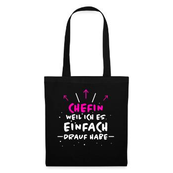 Chefin Spruch Familie Beruf Lustig Chefin Geschenk - Stoffbeutel - Schwarz - Vorne