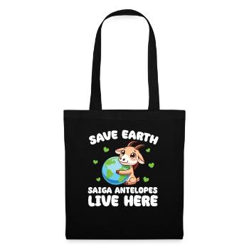 Save the Earth Saiga Antelope Live Here Earth Day - Tote Bag - black - Front
