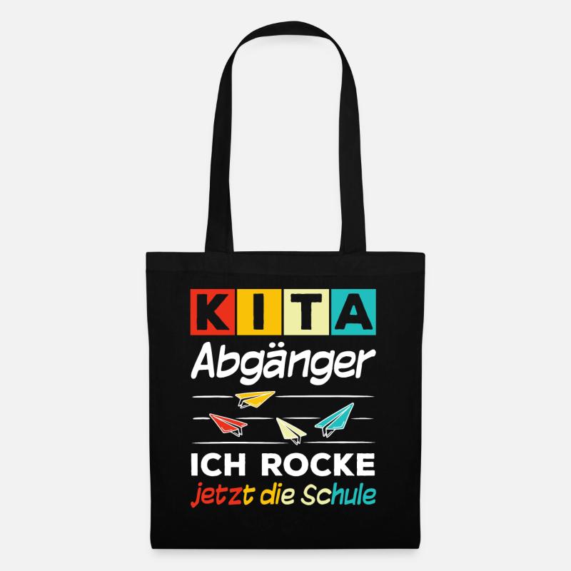 Kita Abgänger Rocke Jetzt Die Schule Einschulung - Stoffbeutel - Schwarz