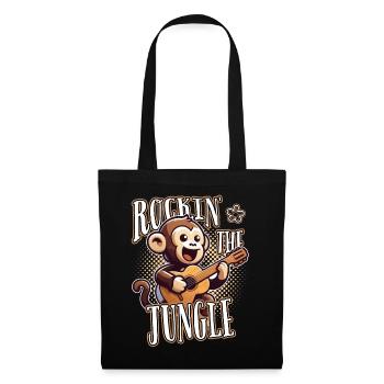 Rockin The Jungle Funny Monkey Plays Guitar - Tote Bag - black - Front