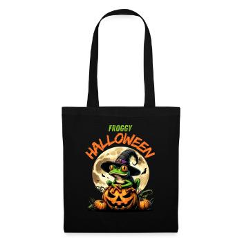 Halloween Frog Witch Pumpkin Full Moon Funny - Tote Bag - black - Front