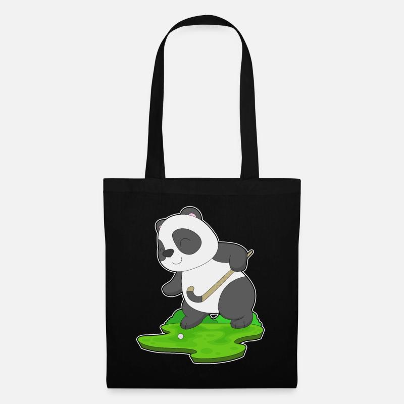 Panda Hockey Hockeyschläger - Stoffbeutel - Schwarz
