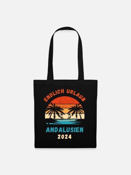 Andalusien 2024 Spanien Urlaub Idee - Stoffbeutel - Schwarz
