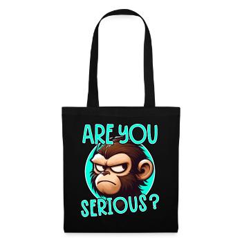 Funny Monkey: Are You Serious? Saying - Tote Bag - black - Front