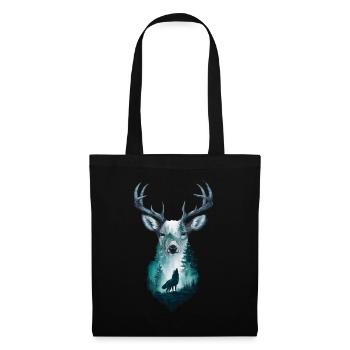 Cerf majestueux avec loup : art animalier - Sac en tissu - noir - Devant
