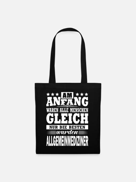 Am Anfang Waren Alle Menschen Gleich Hausarzt - Stoffbeutel - Schwarz