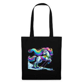 Cute Skier Unicorn - Stoffbeutel - Schwarz - Vorne
