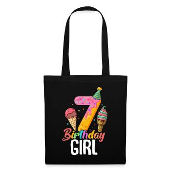 7 Fille d’anniversaire Drôle Crème glacée Anniversaire Frozen - Sac en tissu - noir - Devant