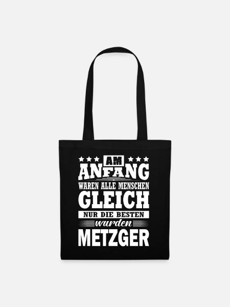 Am Anfang Waren Alle Menschen Gleich Metzger - Stoffbeutel - Schwarz