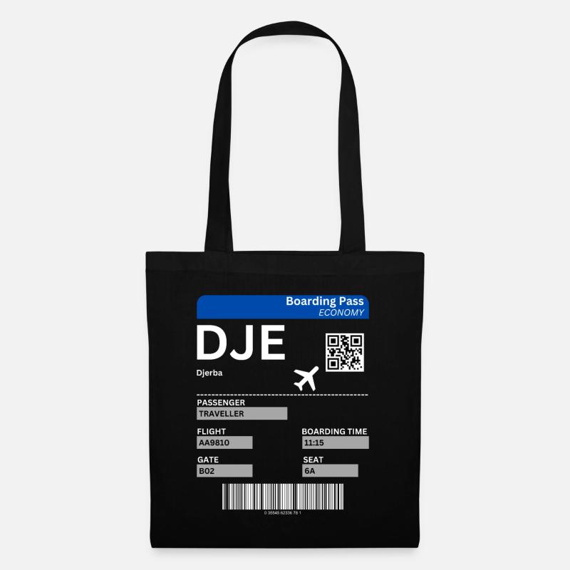 Djerba Boarding Pass Urlaub Tunesien Idee - Stoffbeutel - Schwarz