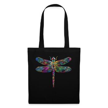 Libelle Dragonfly Bunte Flügel Süße Libellen - Stoffbeutel - Schwarz - Vorne