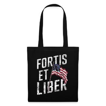 Amerikanische Flagge Fortis et Liber Patriotische Freiheit - Stoffbeutel - Schwarz - Vorne