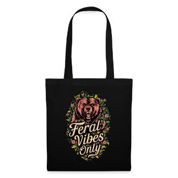 Wilde Vibes Nur Bär Wild Natur Blumig - Stoffbeutel - Schwarz - Vorne