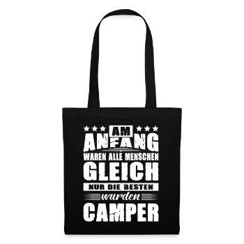 Am Anfang Waren Alle Menschen Gleich Camper - Stoffbeutel - Schwarz - Vorne