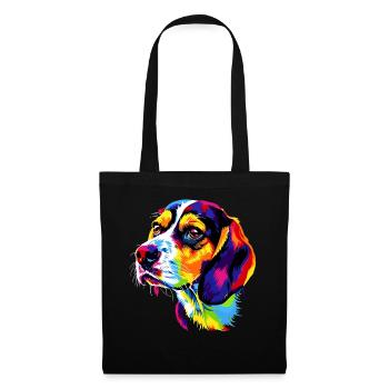 Beagle Welpe Popart Süßer Hund Bunte Farben Beagle - Stoffbeutel - Schwarz - Vorne