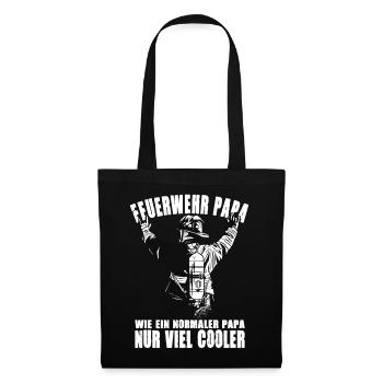 Feuerwehr Papa Wie Ein Normaler Papa Nur Cooler - Stoffbeutel - Schwarz - Vorne
