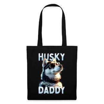 Husky Daddy Dad Vatertag Herrchen Papa Huskys - Stoffbeutel - Schwarz - Vorne