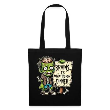 T-shirt drôle d’Halloween avec motif de dîner de zombie - Sac en tissu - noir - Devant