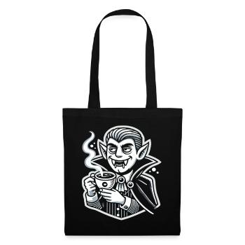 Vampir Kaffeepause: Lustiges Halloween T-Shirt - Stoffbeutel - Schwarz - Vorne
