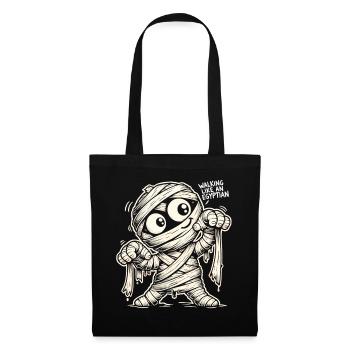 T-shirt momie drôle – Marcher comme un Égyptien - Sac en tissu - noir - Devant