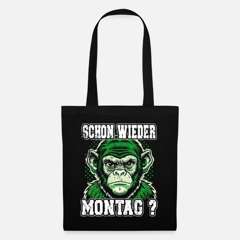 Monday again? Funny monkey design - Tote Bag - black