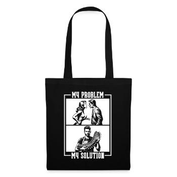 Ribs Barbecue My Problem My Pictogram Dad Mom - Stoffbeutel - Schwarz - Vorne