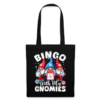 Bingo avec mes gnomies Bingo drôle Gnome Bingo - Sac en tissu - noir - Devant