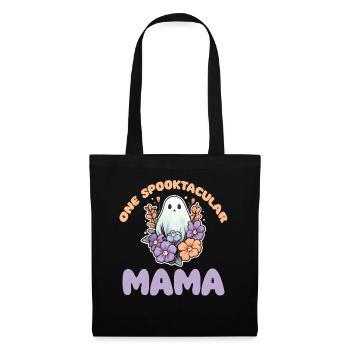 Halloween groovy Mama Geist Hippie Blumen Vintage - Stoffbeutel - Schwarz - Vorne