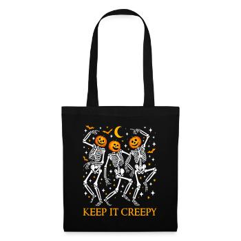 Lustiges Halloween Kürbis tanzende Skelette Kostüm - Stoffbeutel - Schwarz - Vorne