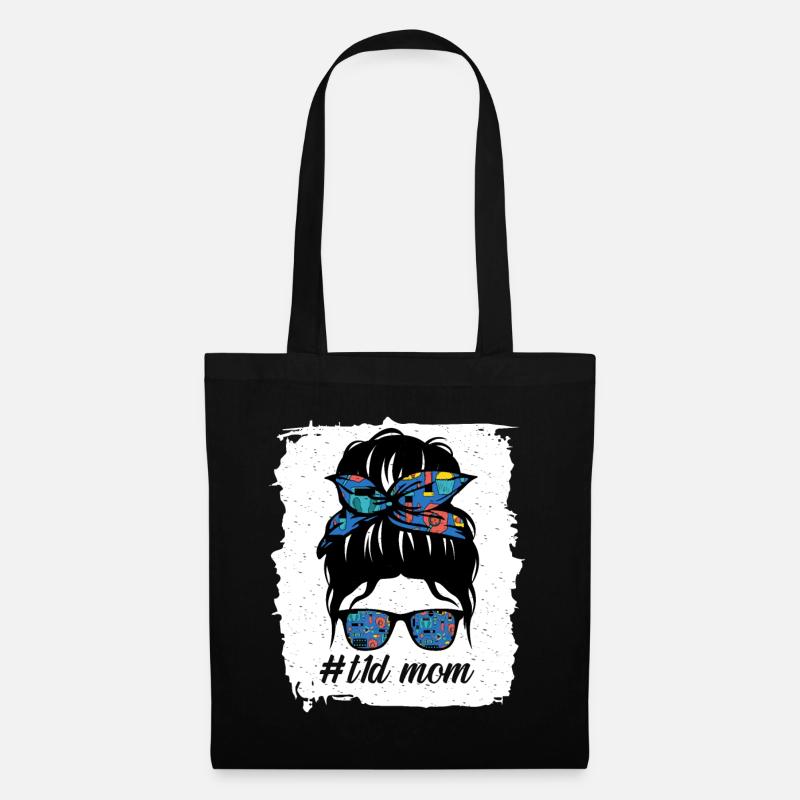 T1D Mama Blau und Grau Band Messy Bun Juvenil - Stoffbeutel - Schwarz