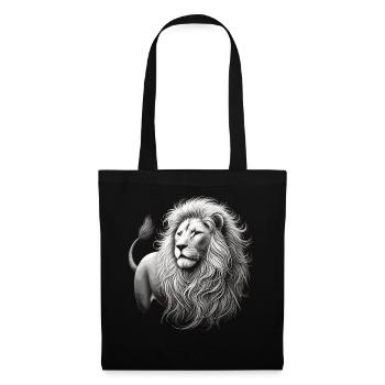 Majestueux lion blanc – Œuvre d’art sur noir - Sac en tissu - noir - Devant