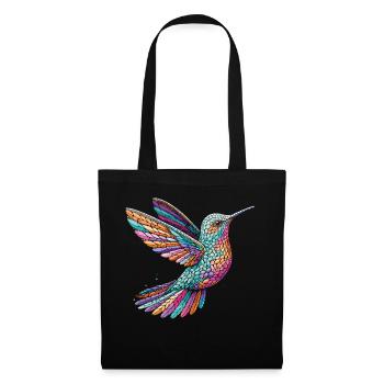 Colibri en mosaïque : Chemise colorée pour les amateurs d’oiseaux - Sac en tissu - noir - Devant