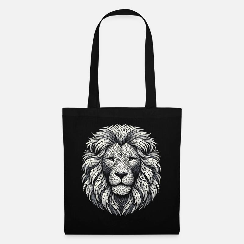 Mosaik Löwenkopf - Stoffbeutel - Schwarz