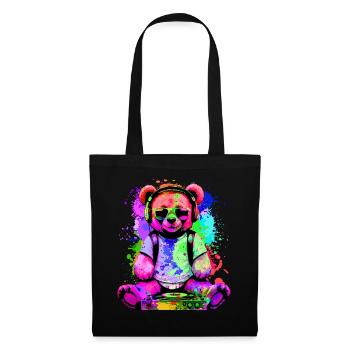 DJ ours, nounours Teddy, dessin animé, musique, concerts festivals - Sac en tissu - noir - Devant